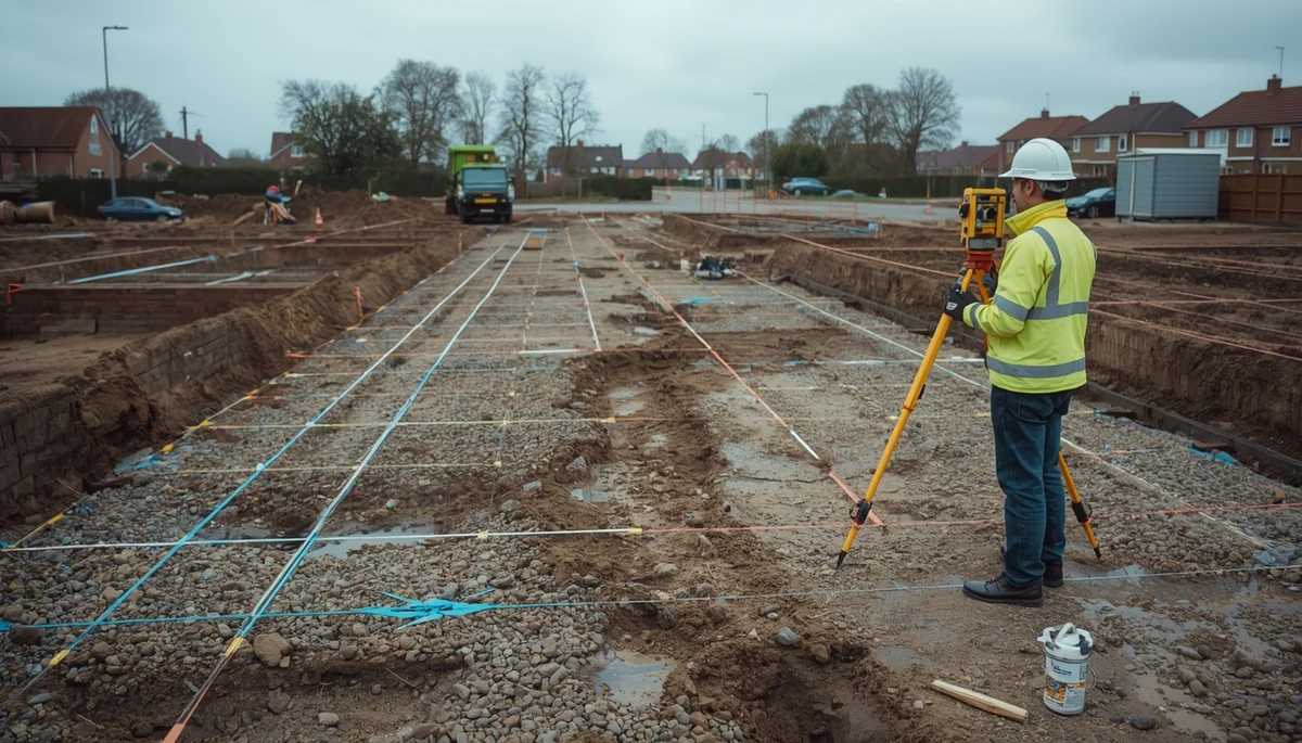 Setting out survey on UK construction site